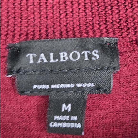TALBOTS Womens Burgundy Long Sleeve Merino Wool Sweater Size M - Picture 4 of 4